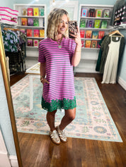 For Once In My Life Stripe Mini Dress - Orchid