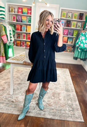 The Certainty Tiered Shirt Dress