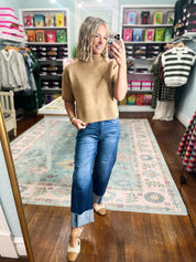 Just Walk By Short Sleeve Sweater - Camel