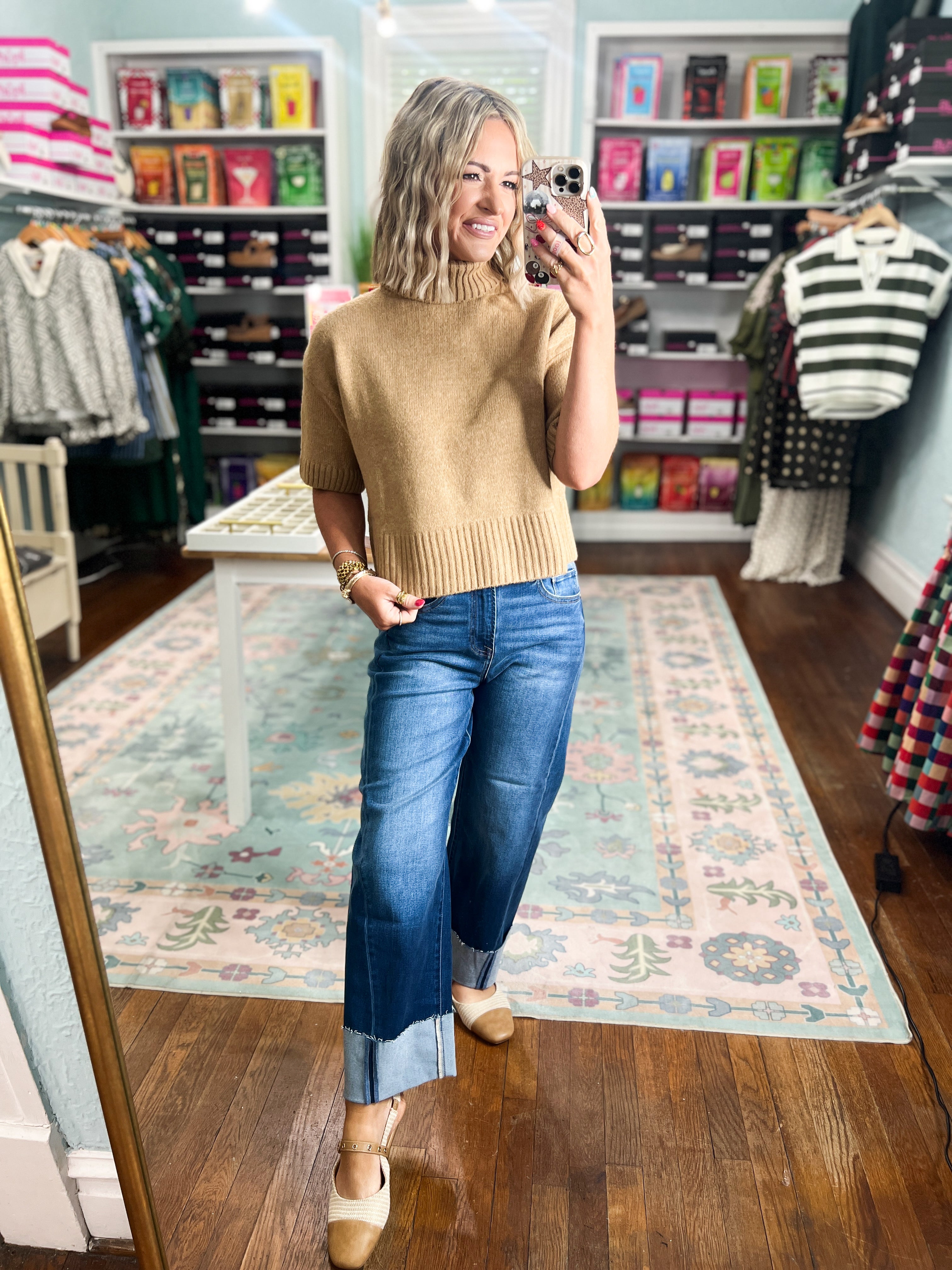 Just Walk By Short Sleeve Sweater - Camel