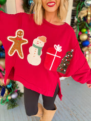 Holiday Vibe Christmas Patchwork Sweatshirt