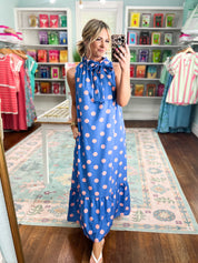 Pretty in Polka Maxi Dress - Blue/Pink