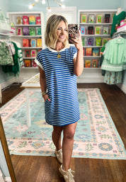 Always In Style T-Shirt Dress - Lt. Navy
