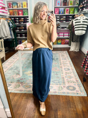 Shared With You Satin Skirt - Navy