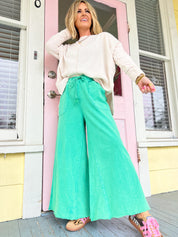 Feeling Spontaneous Wide Leg Pants - Evergreen