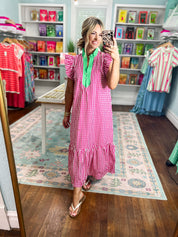 Just Makes Sense Midi Dress - Hot Pink
