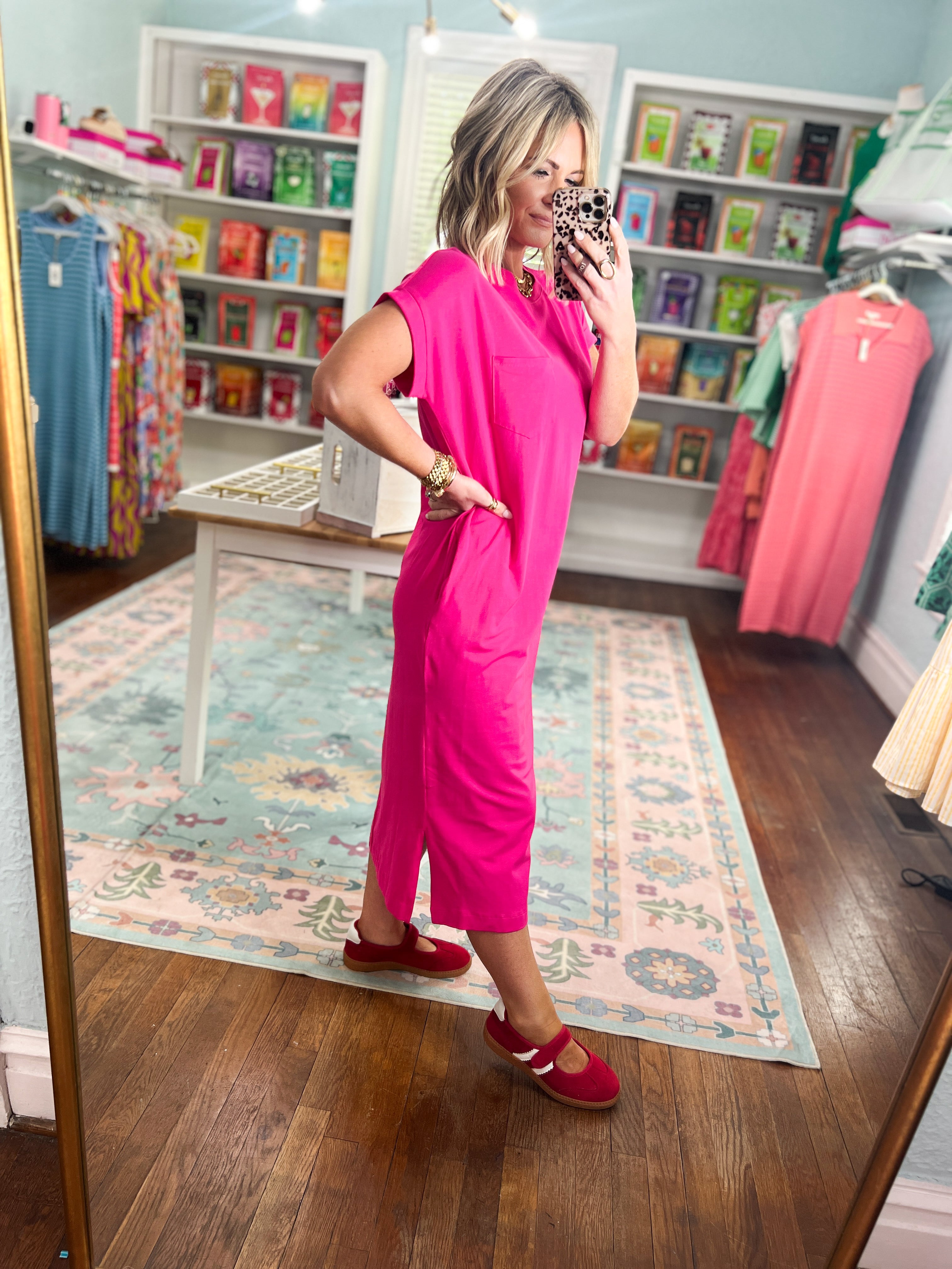 A Clear Mind Midi Dress - Hot Pink