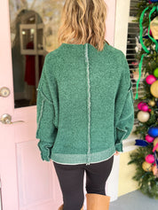 Crisp Breeze Mock Neck Sweater - Hunter Green