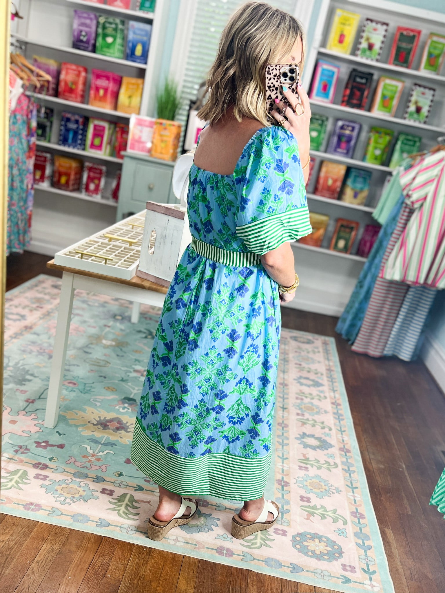 Something Special Botanical Print Midi Dress - Blue