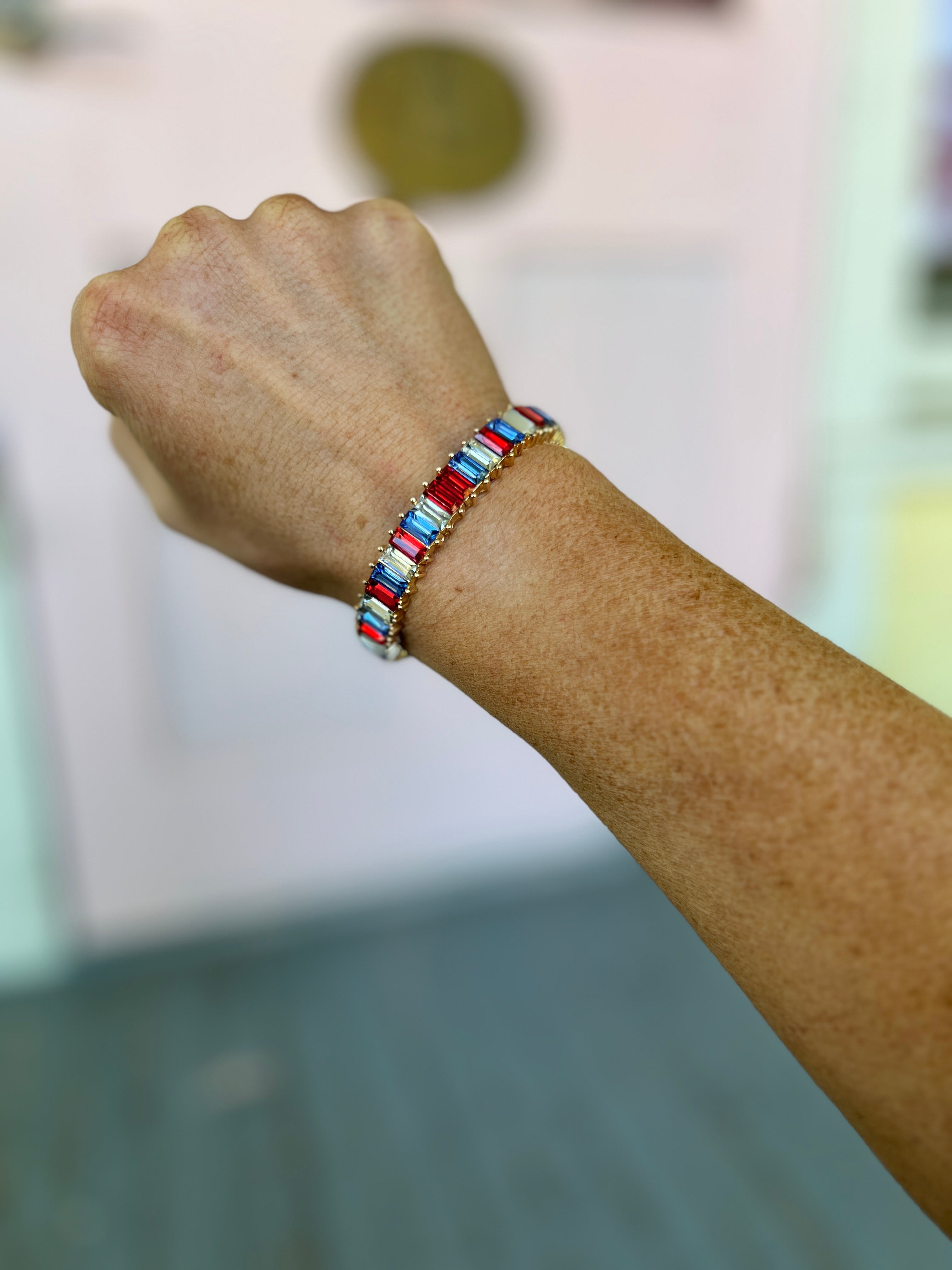 USA Baguette Cut Crystal Bracelet