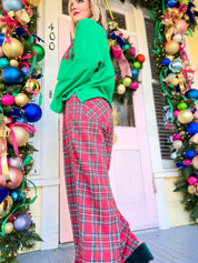 Holiday Party Plaid Wide Leg Pants