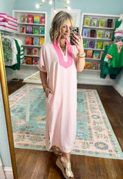 Sweet Escape Striped Maxi Dress - Pink