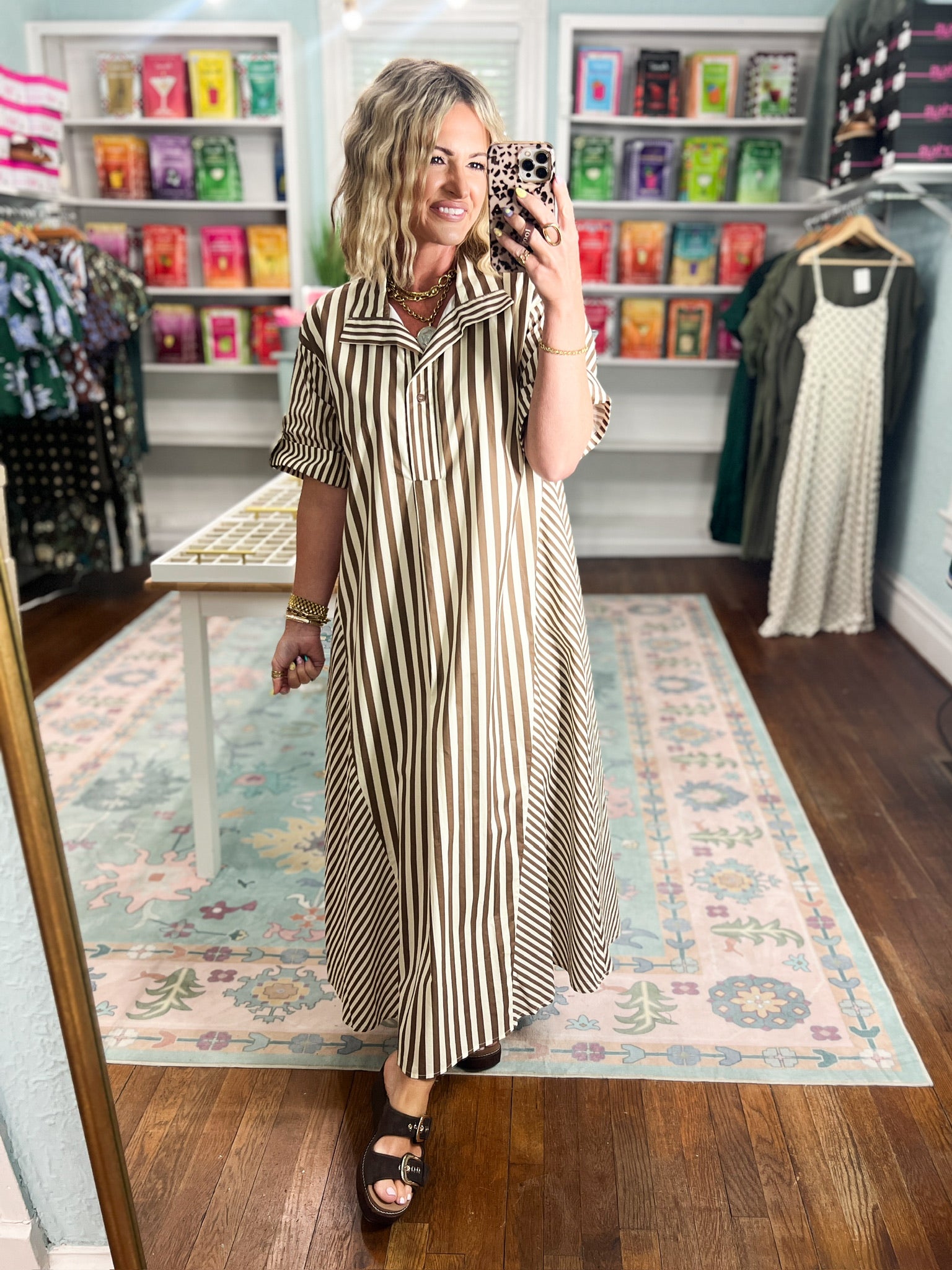 Mocha Charm Stripe Dress