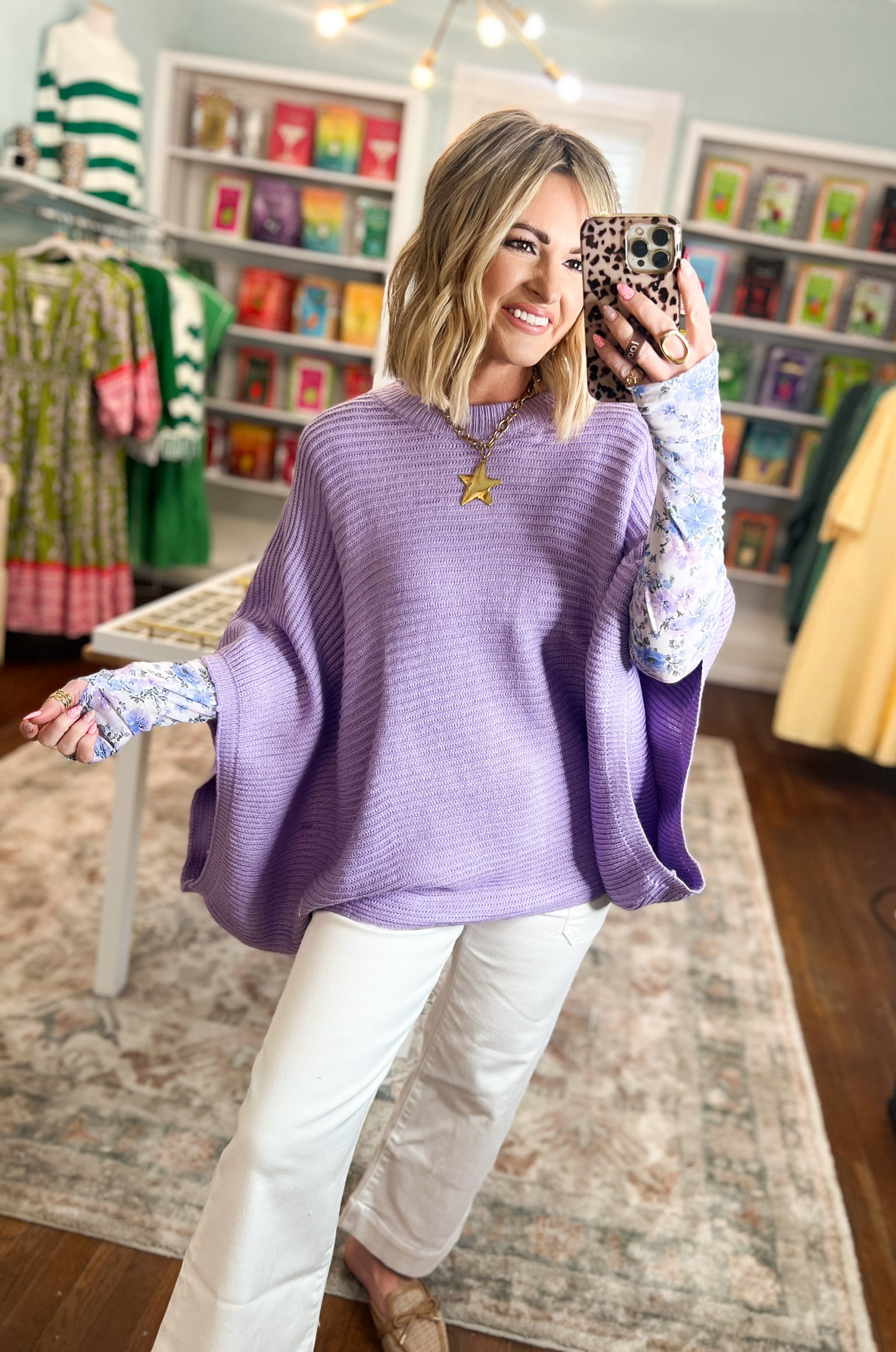 Spring Meg Pullover Poncho Sweater - Purple