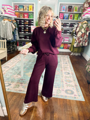 Effortless Fit Modal Cropped Wide PANT - Dk Cherry