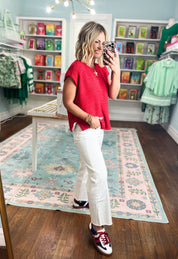 Beyond the Rainbow Crew Neck Top - Ruby