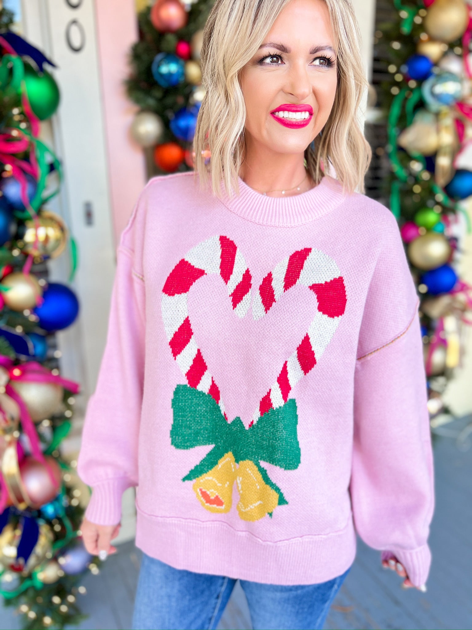 Candy Cane Lane Sweater Top