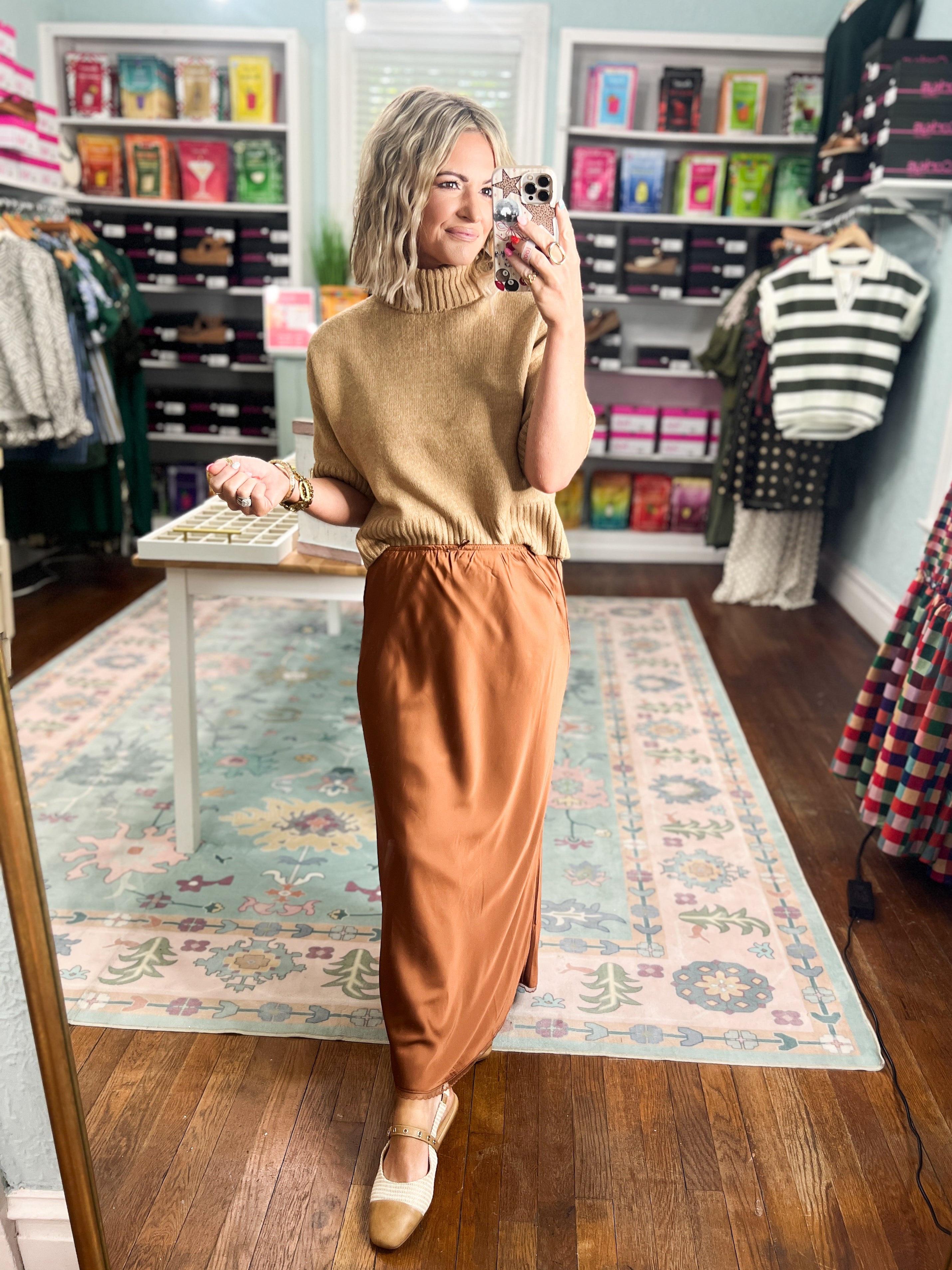 Shared With You Satin Skirt - Rust