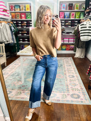 Just Walk By Short Sleeve Sweater - Camel
