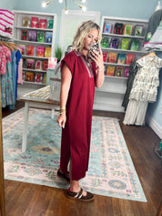 Casual Staple Midi Dress - Burgundy