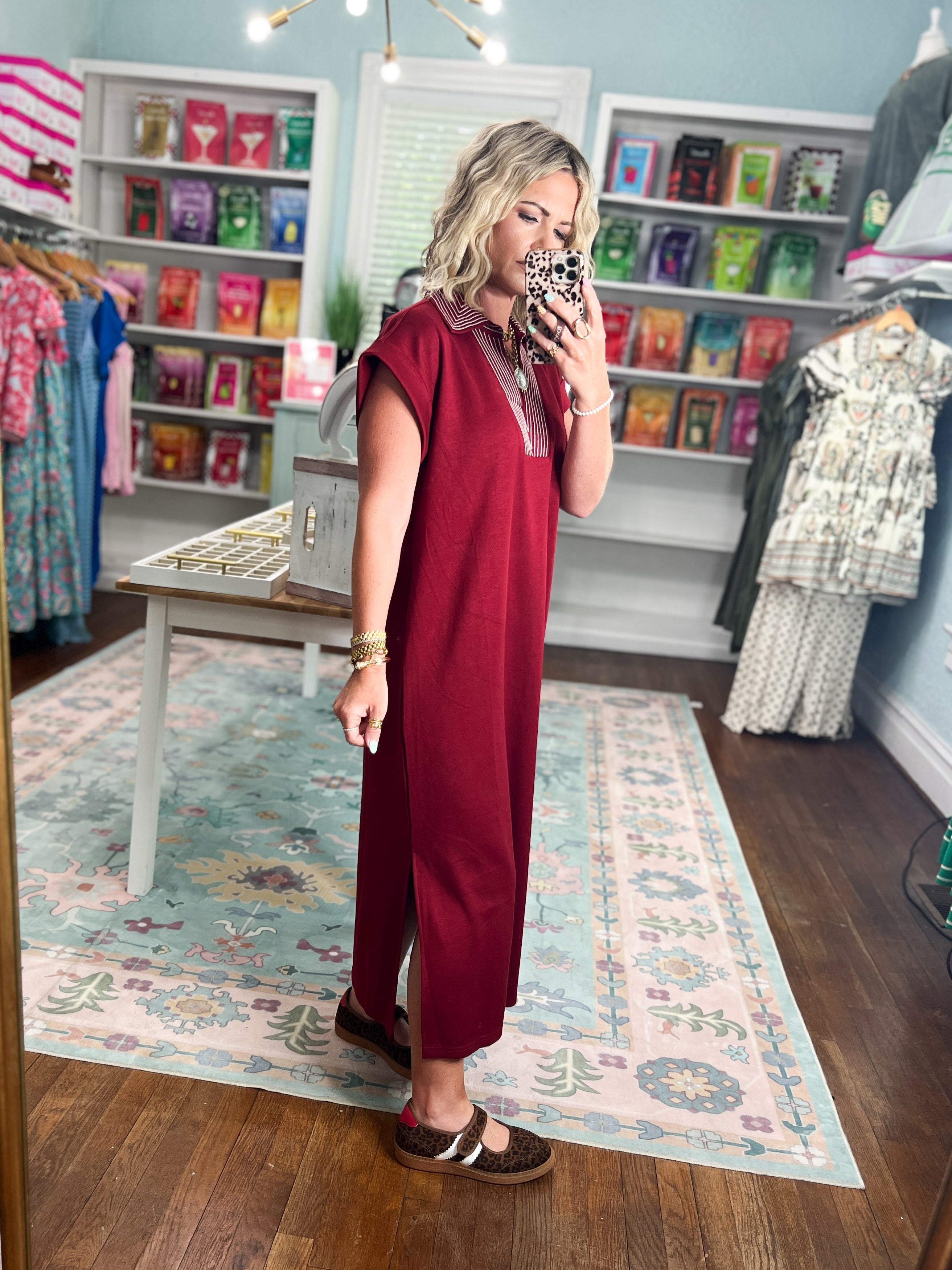 Casual Staple Midi Dress - Burgundy