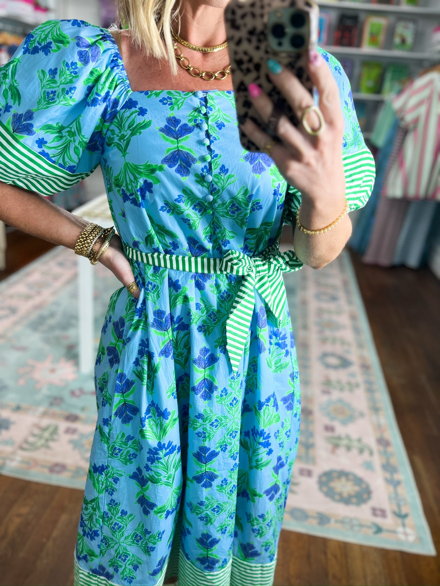 Something Special Botanical Print Midi Dress - Blue