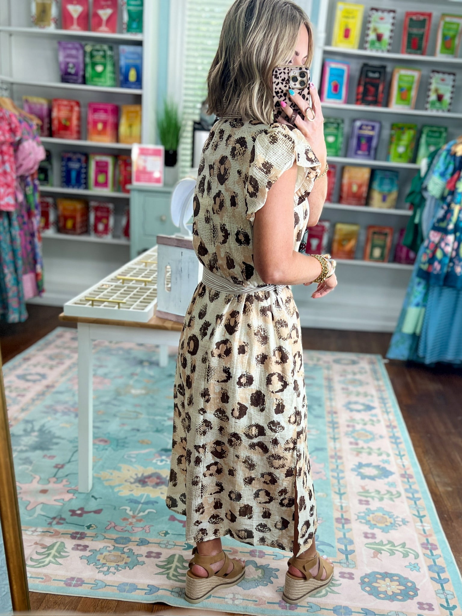 Perfect for You Leopard Print Midi Dress - Sand
