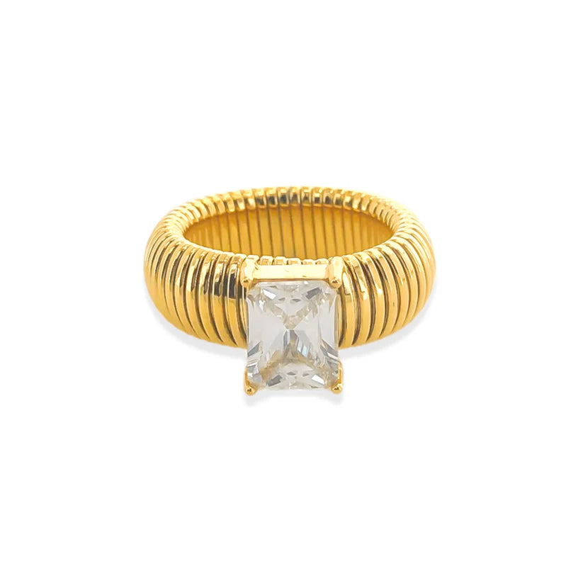 Clear Ribbed Ring