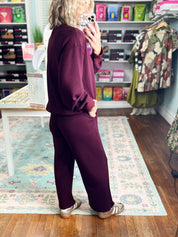 Effortless Fit Modal Cropped Wide PANT - Dk Cherry