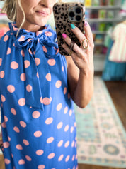 Pretty in Polka Maxi Dress - Blue/Pink