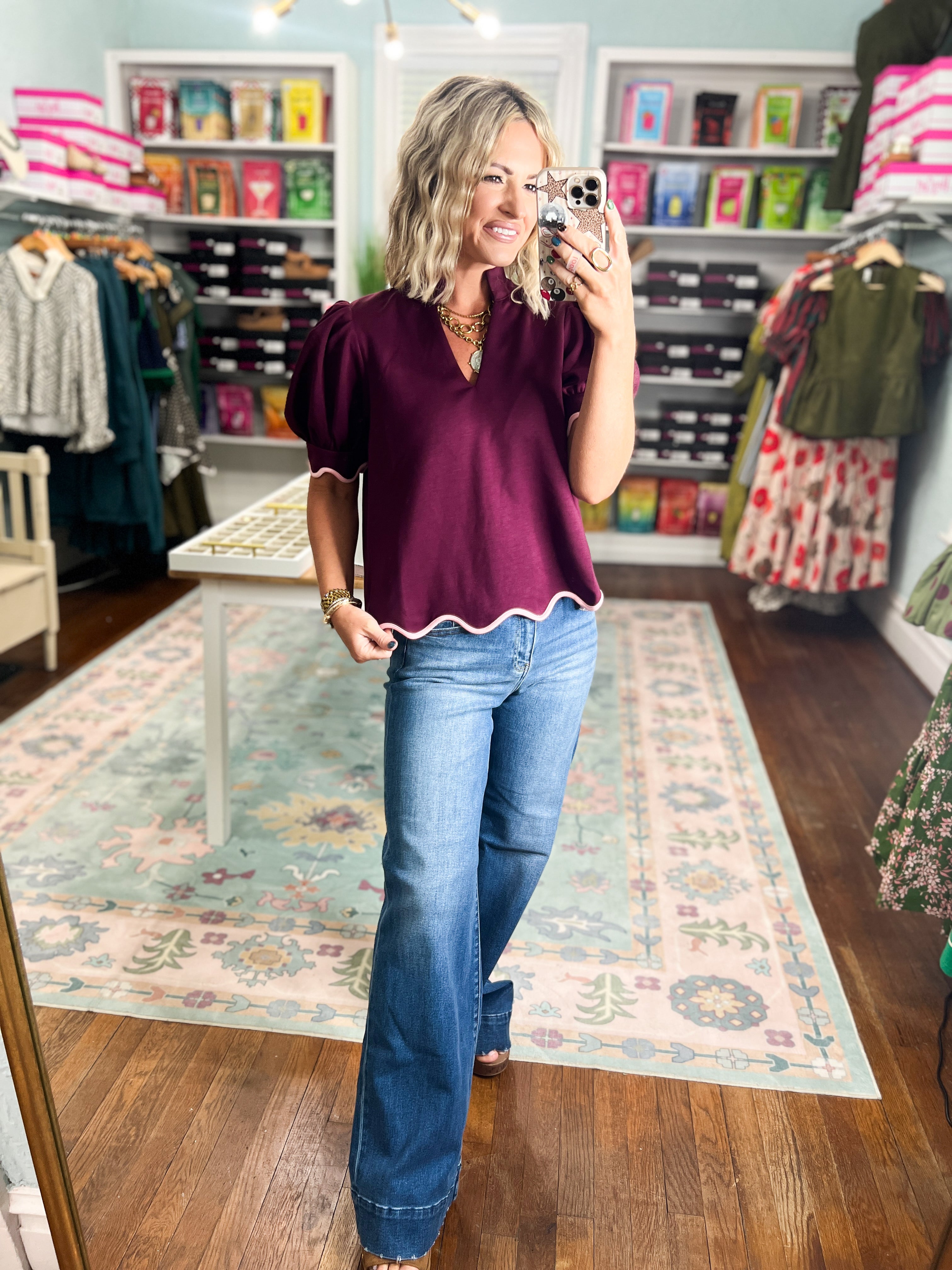 All That Charm Short Sleeve Top - Plum