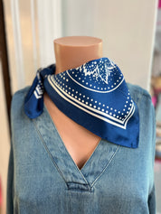 Paisley Print Bandana Scarf - Navy