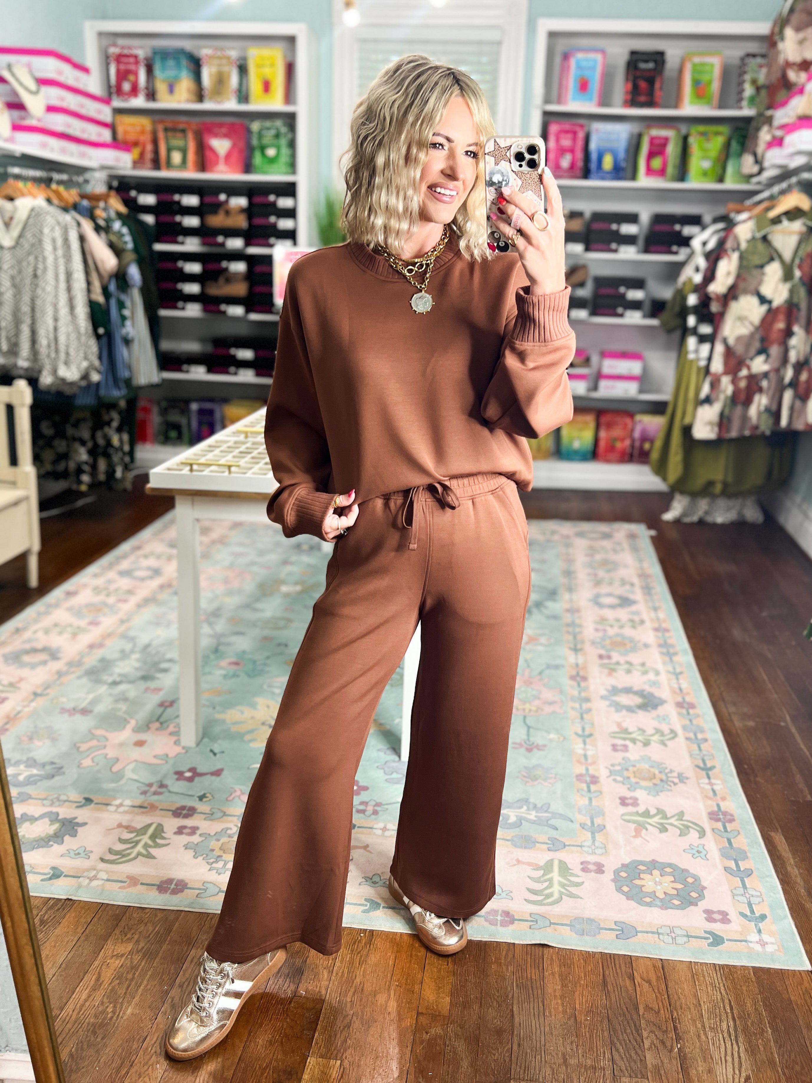 Effortless Fit Modal Cropped Wide PANT - Chestnut