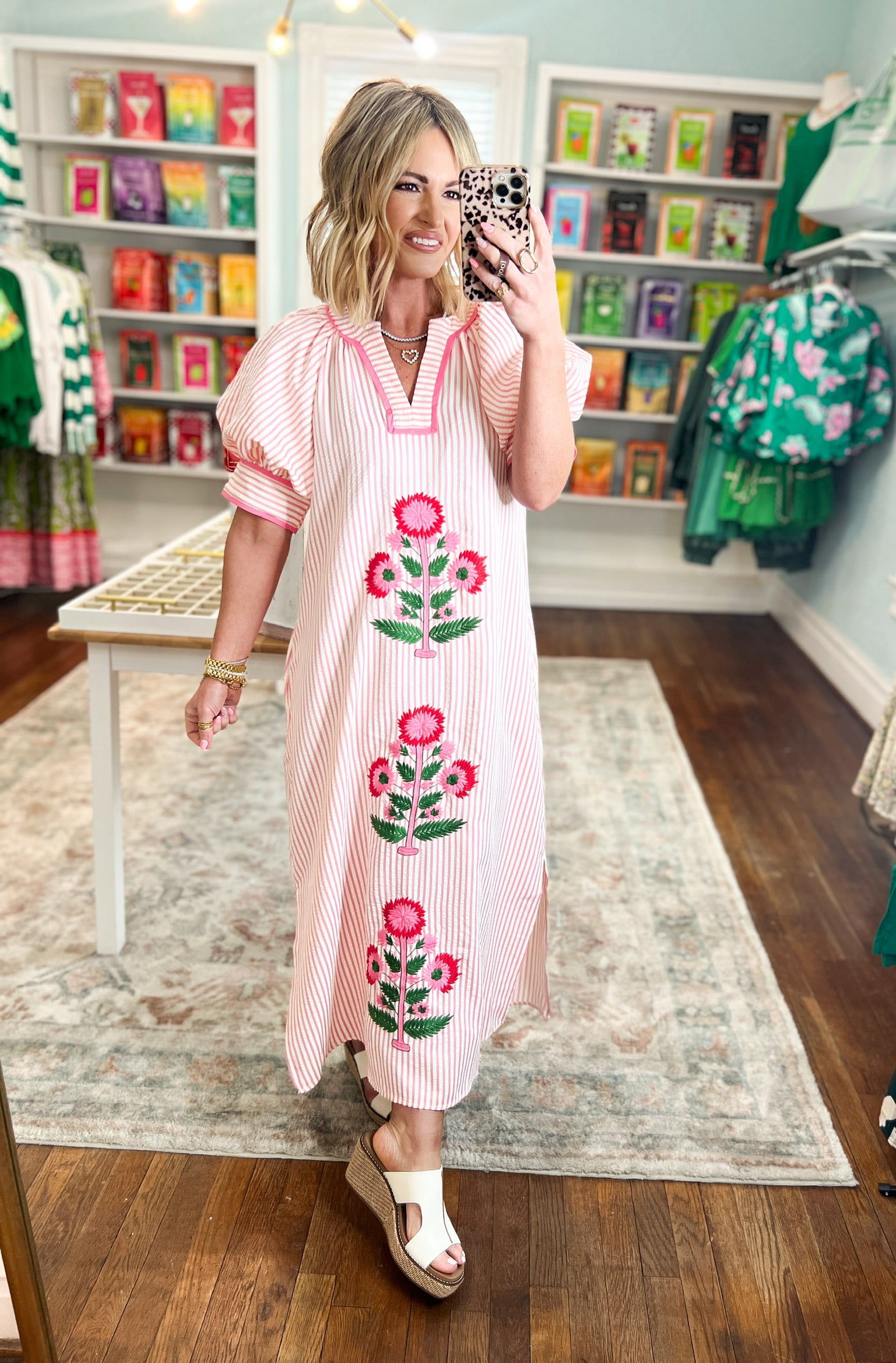 Bloom Bright Striped Midi Dress - Pink