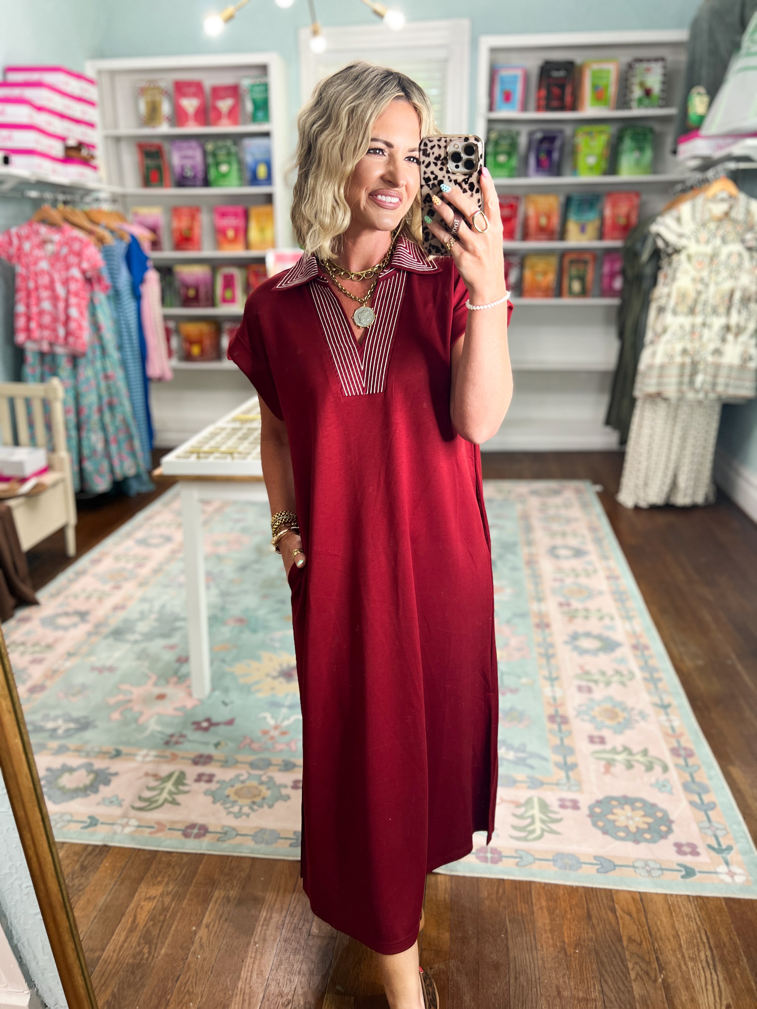 Casual Staple Midi Dress - Burgundy