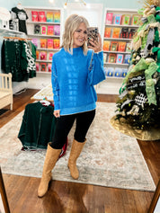 Crisp Breeze Mock Neck Sweater - Ocean Blue