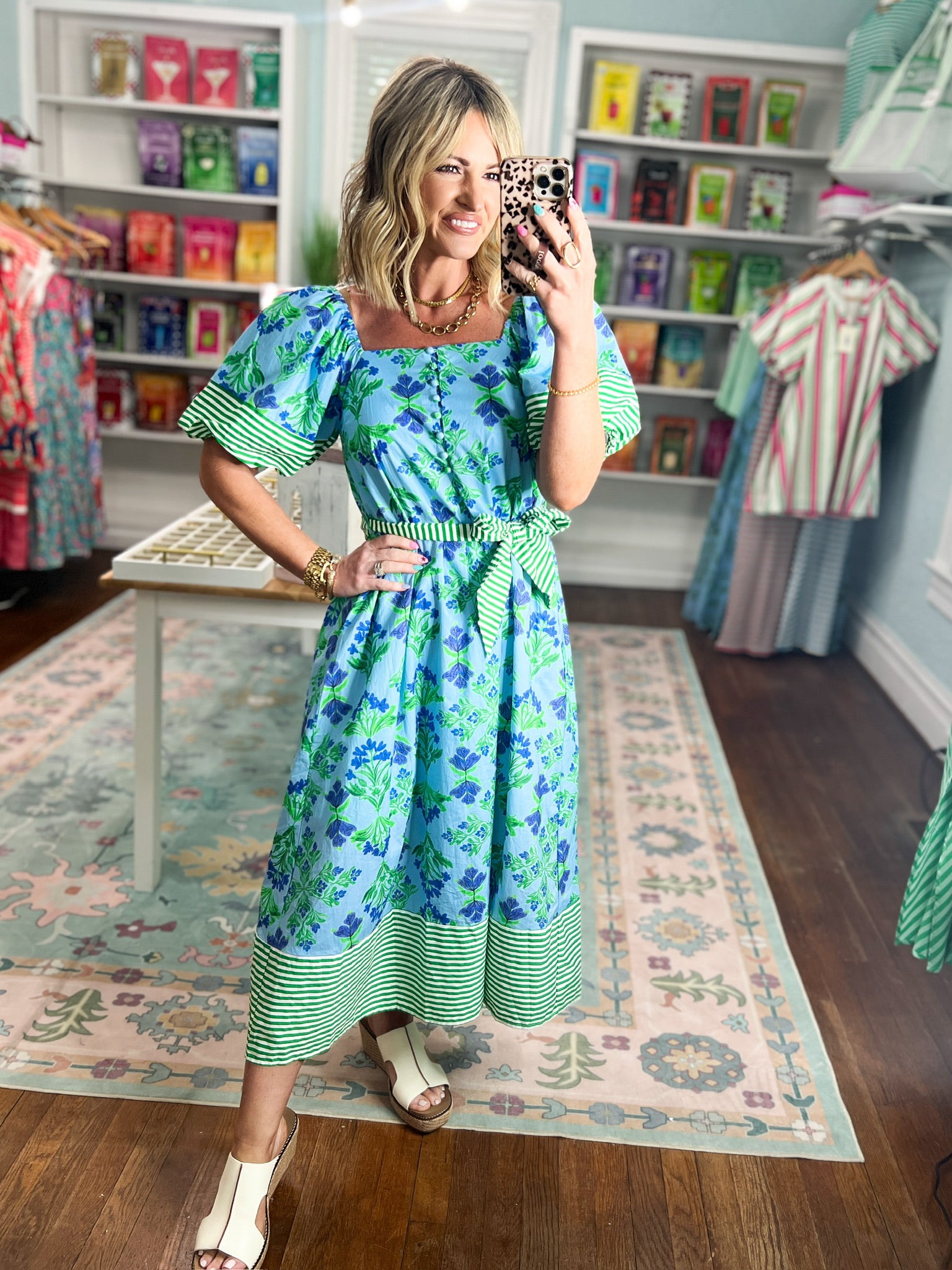 Something Special Botanical Print Midi Dress - Blue