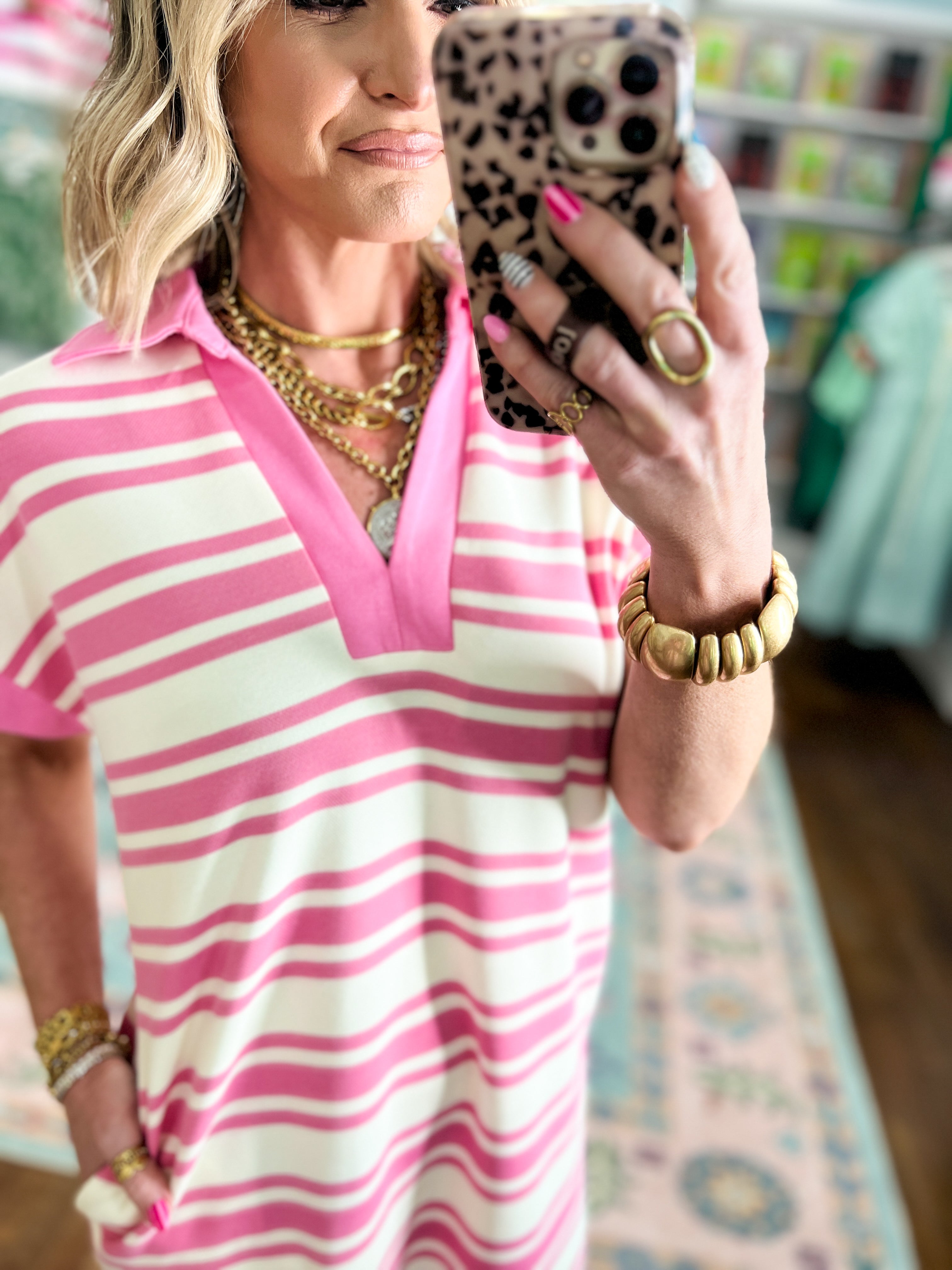 Riviera Stripe Polo Midi Dress