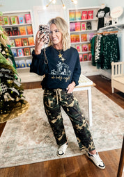 Risen | Mid Rise Fit Camo Barrel Slung Pants