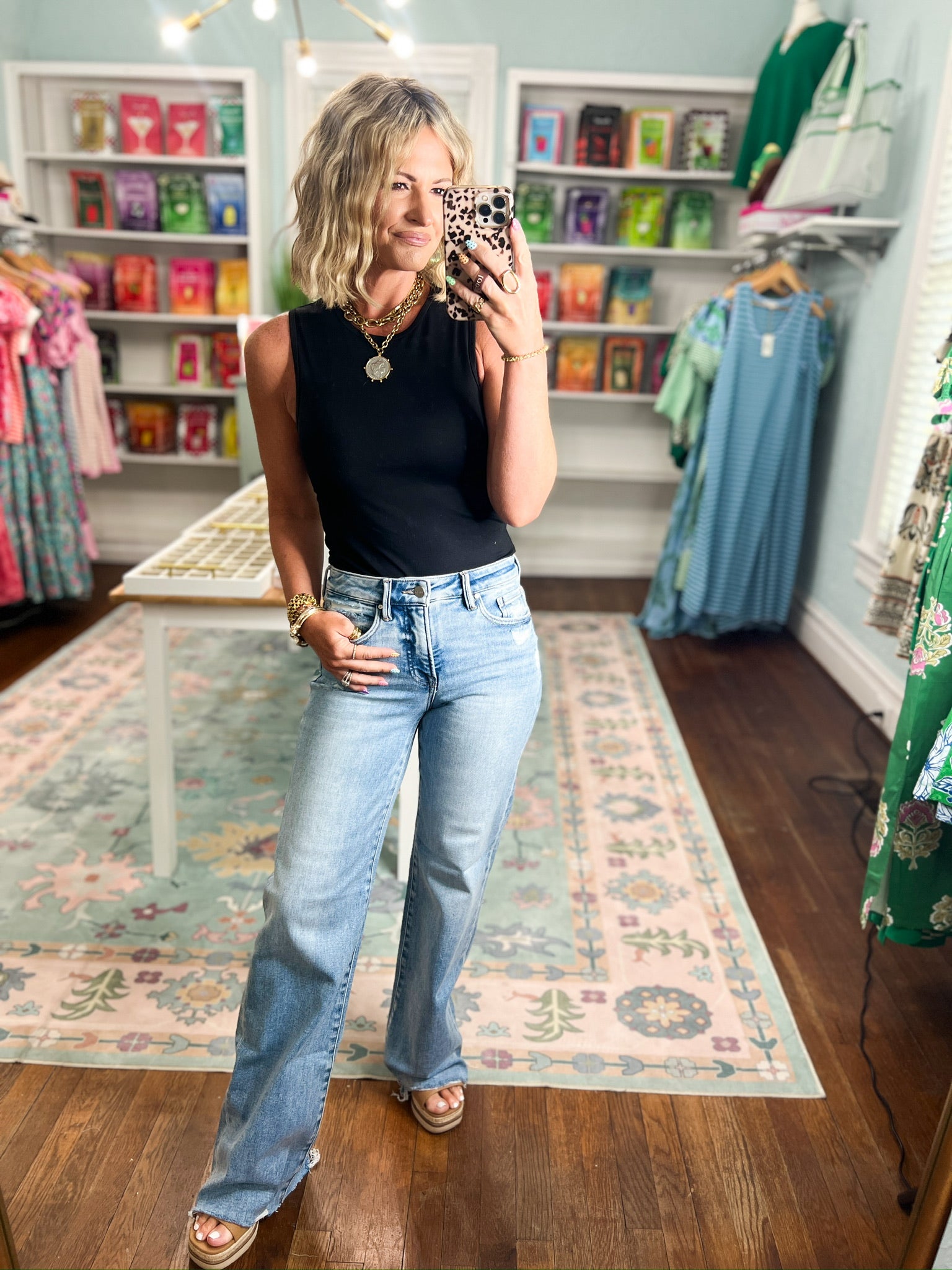 Risen |Tummy Control Mid Rise Wide Jeans