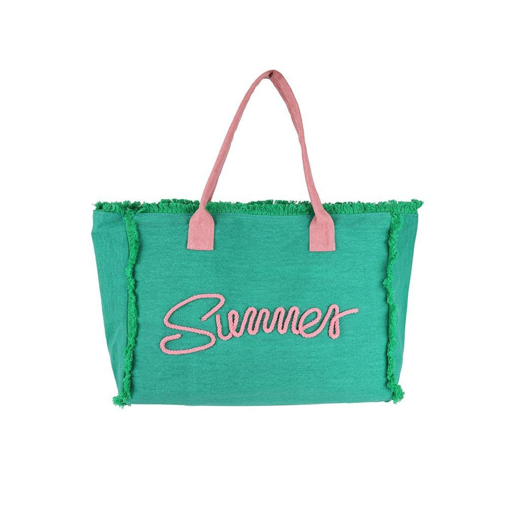 "Summer" Canvas Fringe Tote
