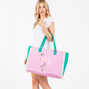 Flamingo Canvas Fringe Tote