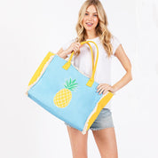 Pineapple Canvas Fringe Tote