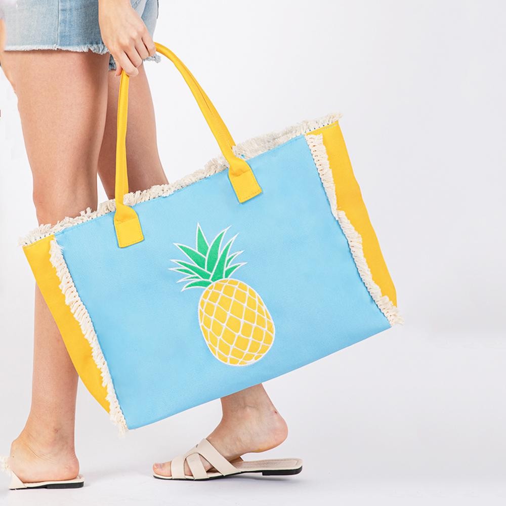Pineapple Canvas Fringe Tote