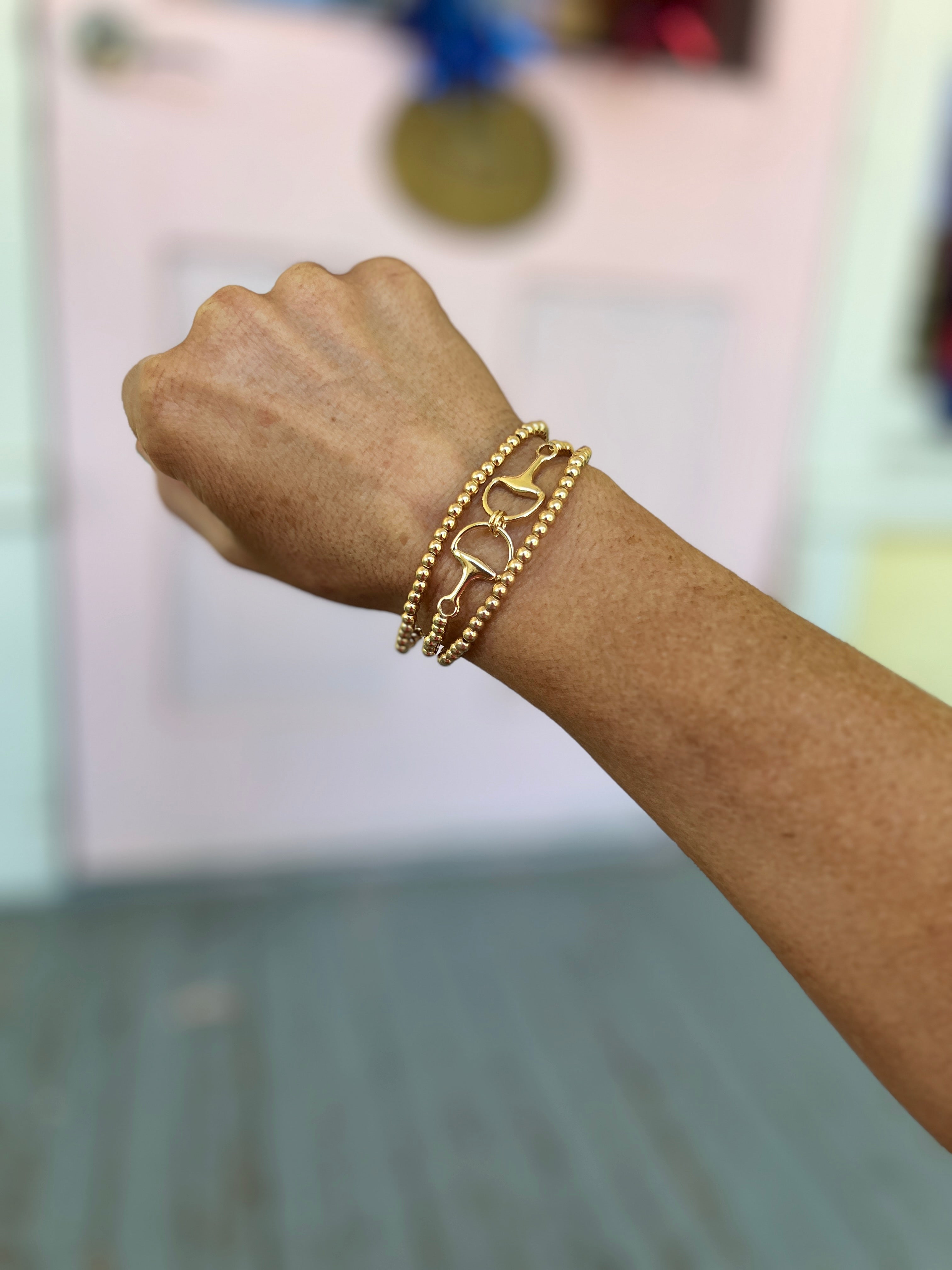 Linked Horsebit and Ball Bracelet Set