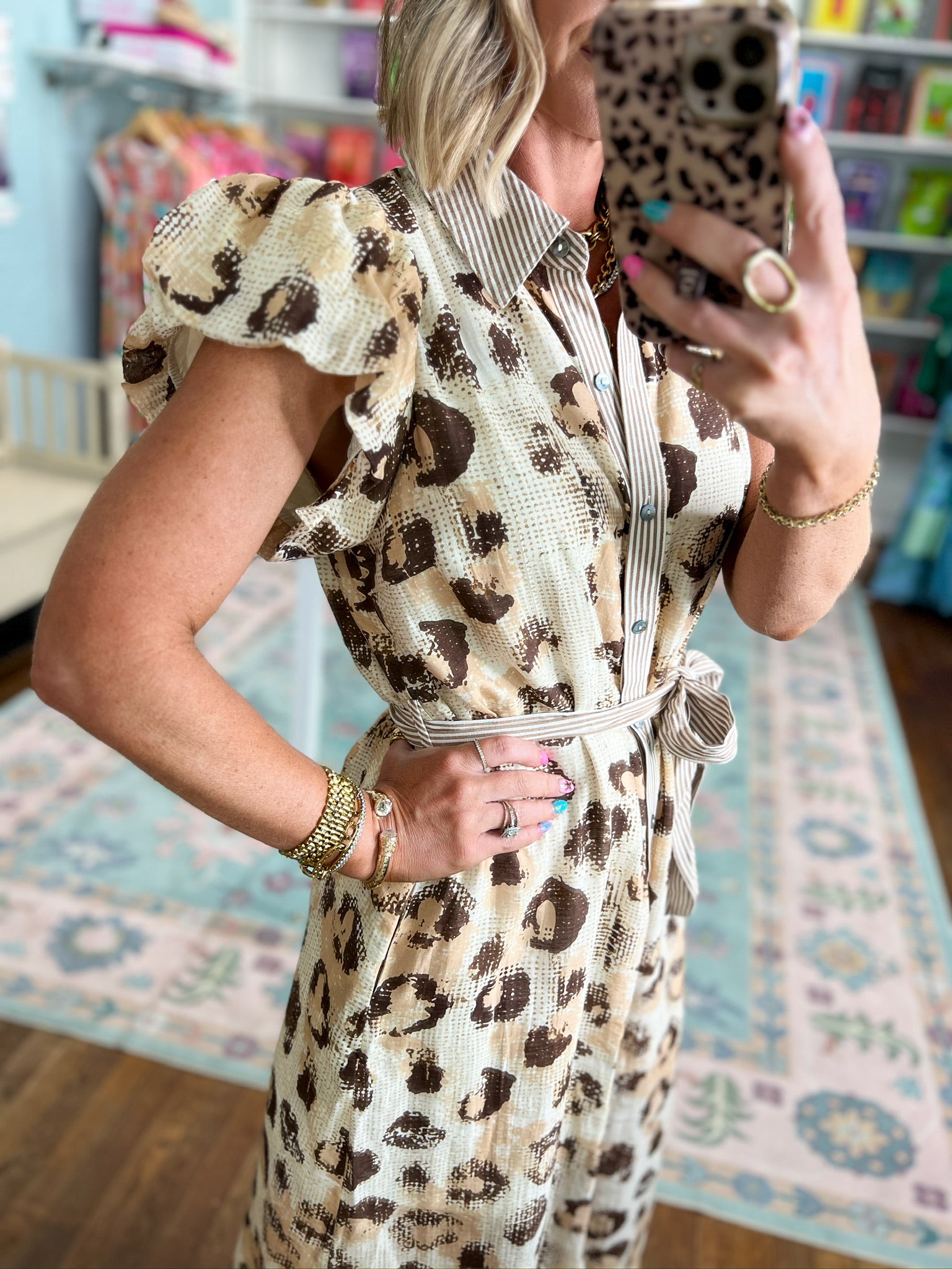 Perfect for You Leopard Print Midi Dress - Sand