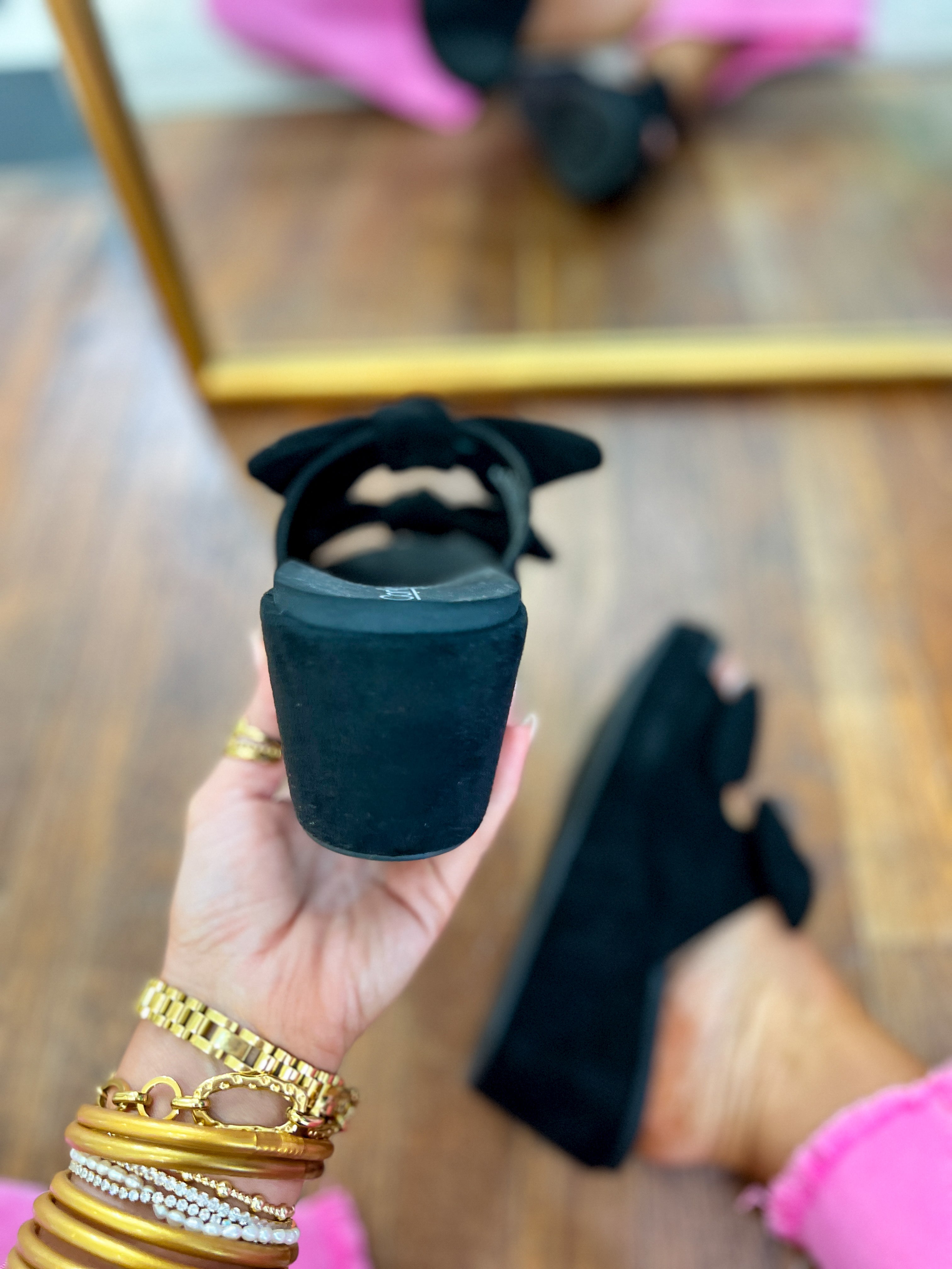 Corkys | Bowed Up - Black Faux Suede