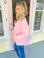 Carefree Charm French Terry Pullover - Dk. Pink