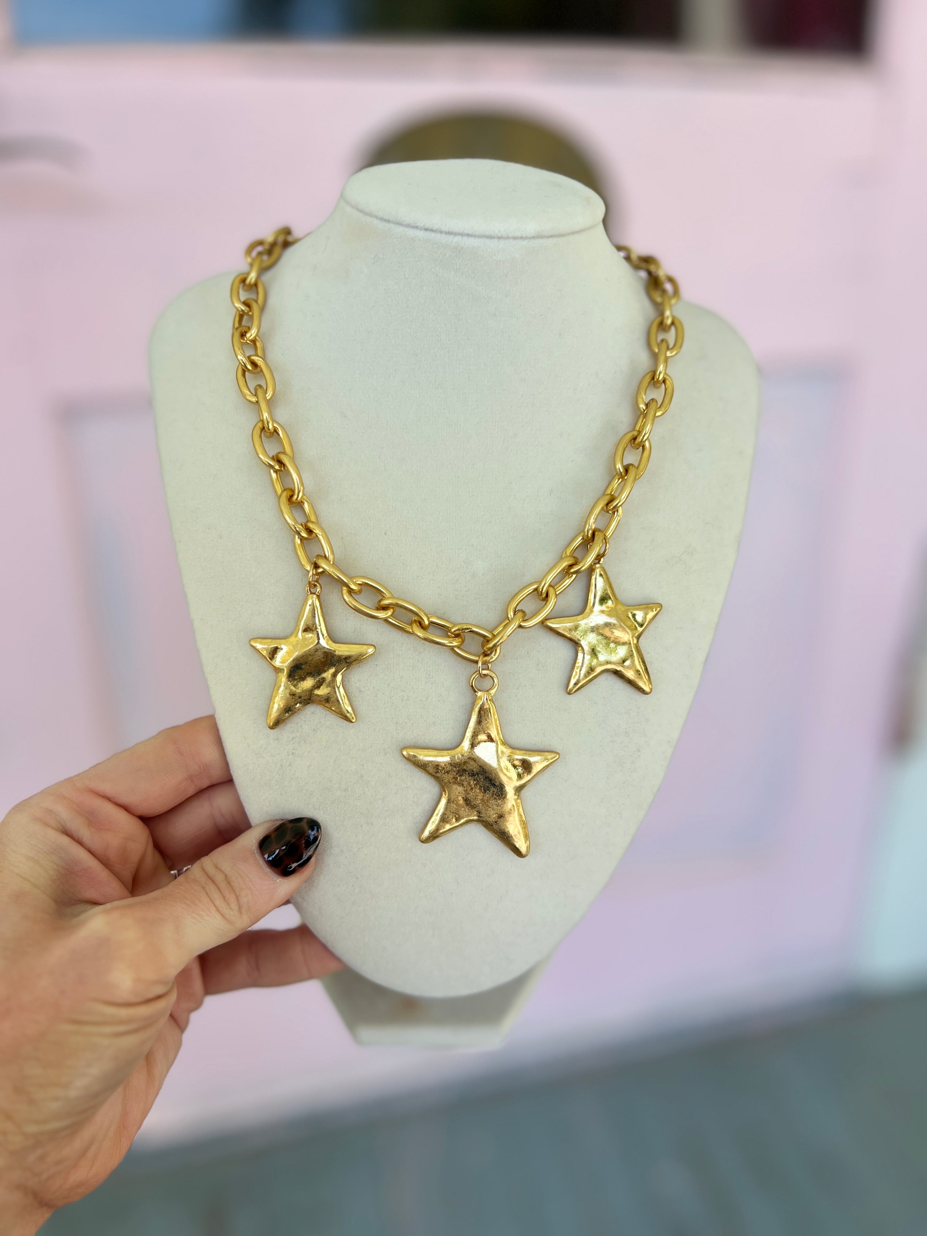 Hammered Charm Necklace Set - Star