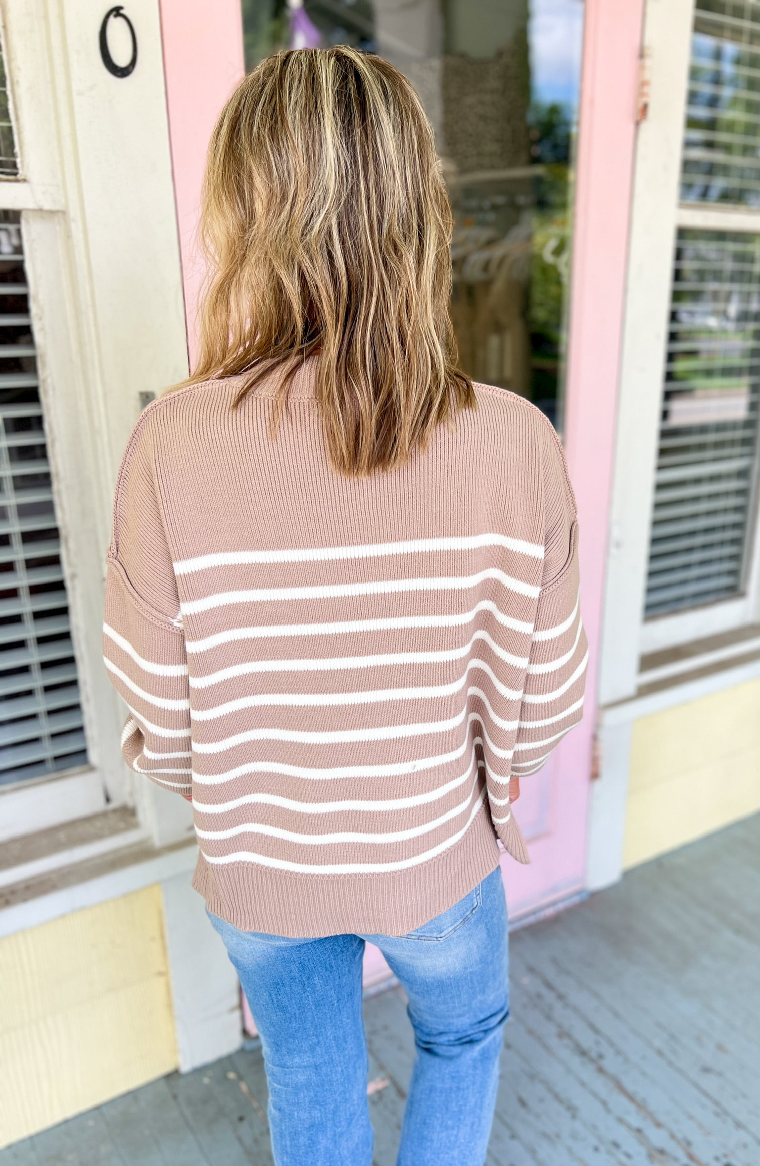 Sucker For You Striped Sweater - Ash Mocha